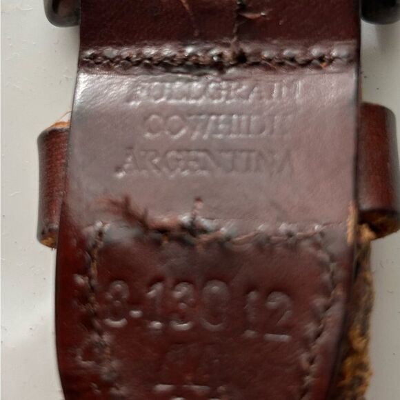 Men's Brown Multigrain Argentina Cowhide Braided Leather Belt Two Toned Size 44 - Picture 4 of 11